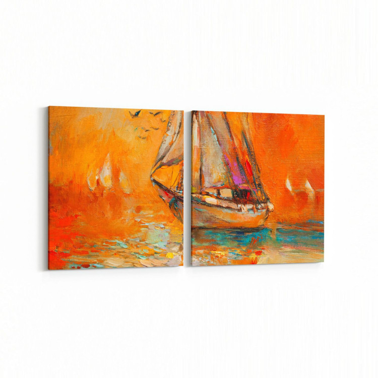 17730K2D Yağlı Boya Görseli Kare 2'li Dikey Kanvas Tablo