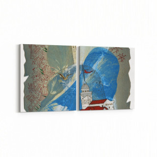 17781K2D Yağlı Boya Görseli Kare 2'li Dikey Kanvas Tablo