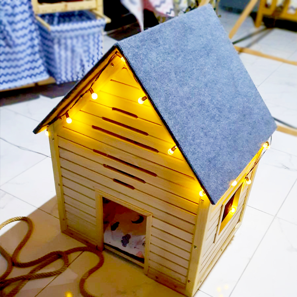 Doğal Çam Ağacı Kedi/Köpek Evi Yuvası